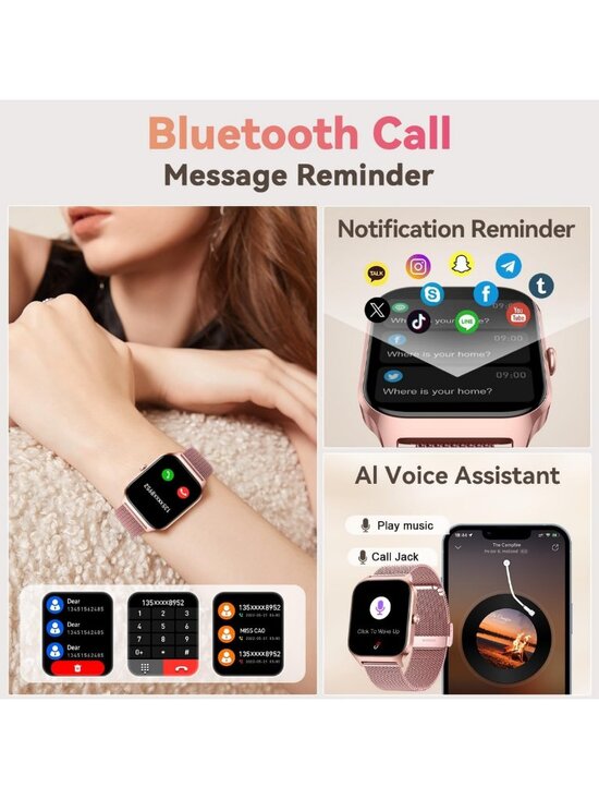 Stylish Rose Gold Smart Watch for Women - Fitness Tracker, Waterproof, Heart main image 4